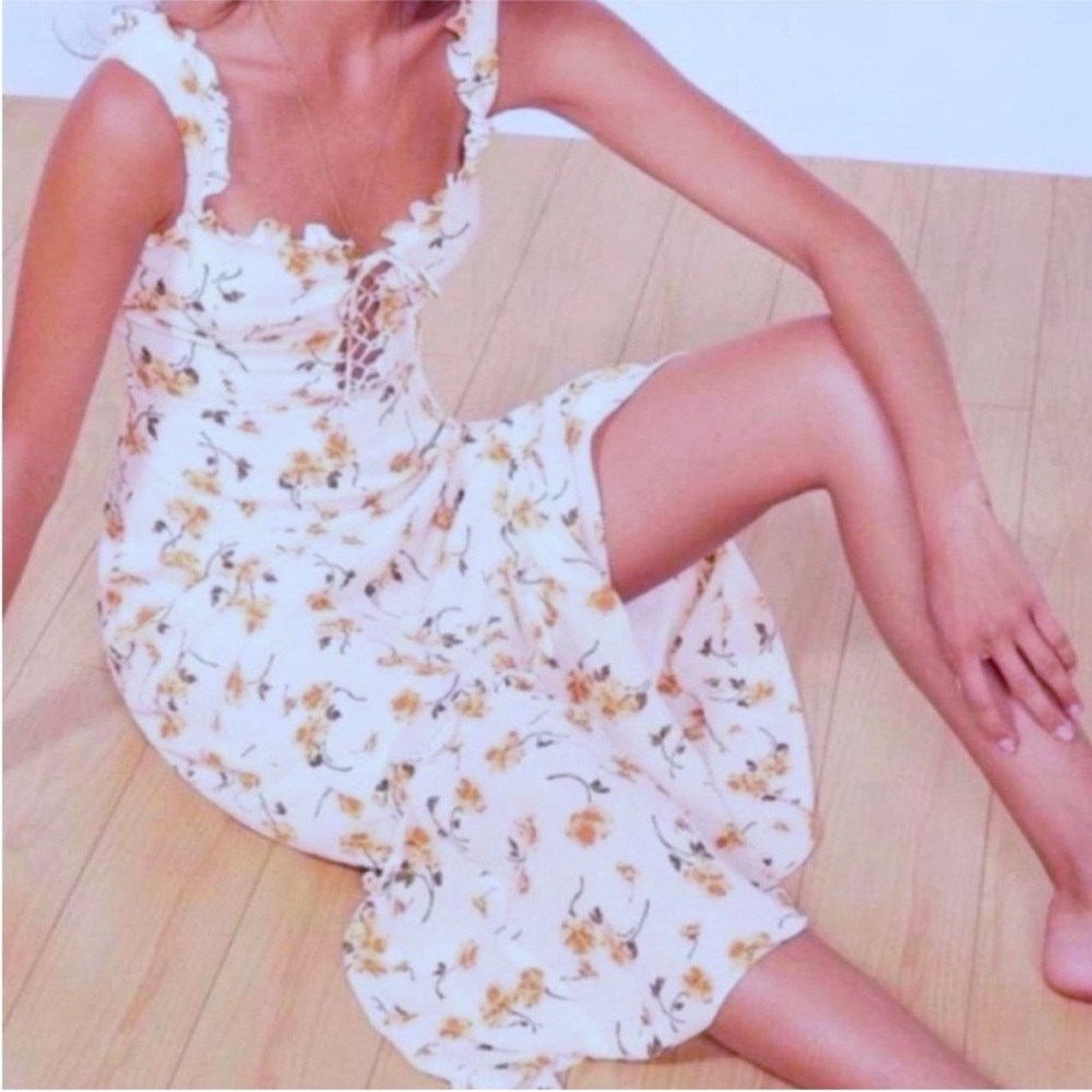 Reformation cream and yellow floral dress